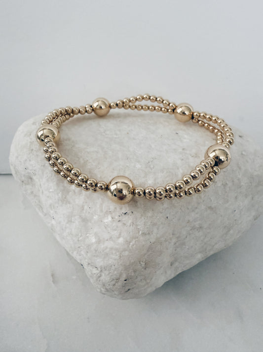 14k Gold Filled Double Layered Beaded Bracelet