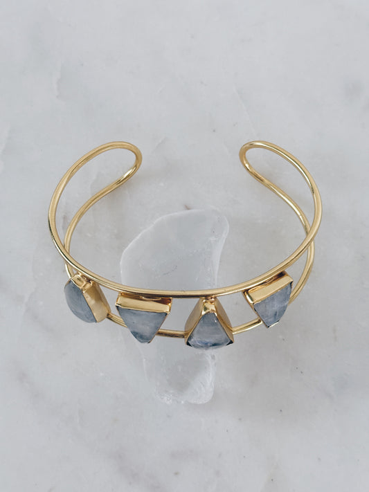 Gold Triangle Moonstone Gemstone Bangle Bracelet