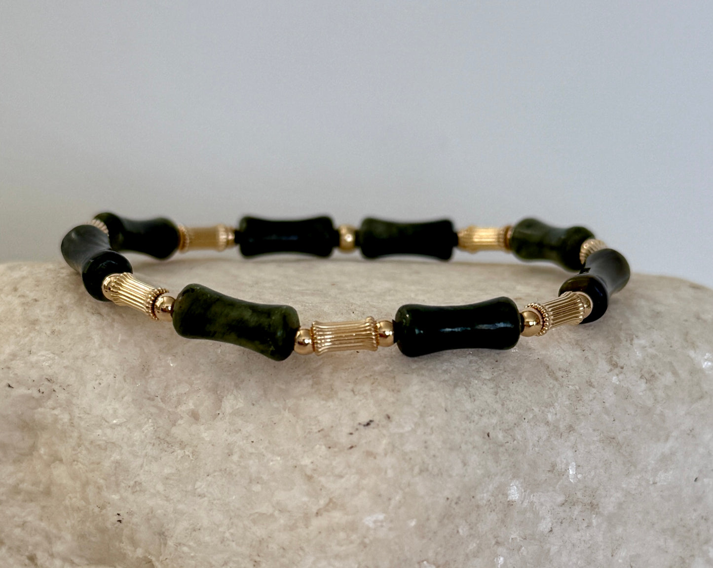 14k Gold Filled Beads & Bamboo Gemstone Bracelet + More Colors