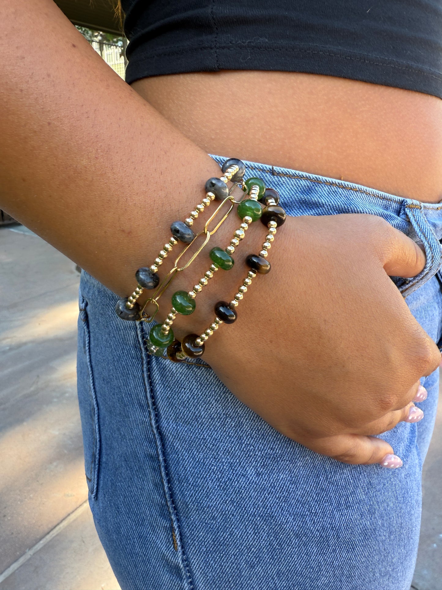 14k Gold Filled Beaded Gemstone Bracelet + More Colors