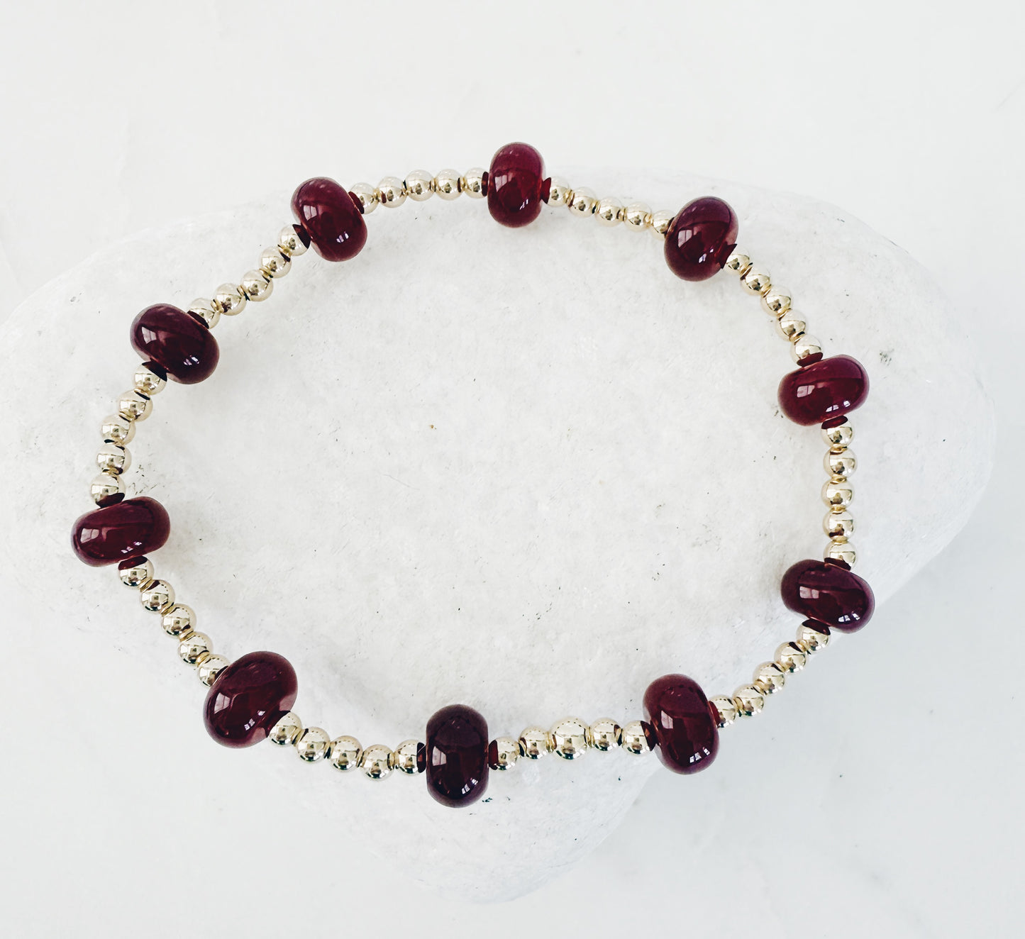 14k Gold Filled Beaded Gemstone Bracelet + More Colors