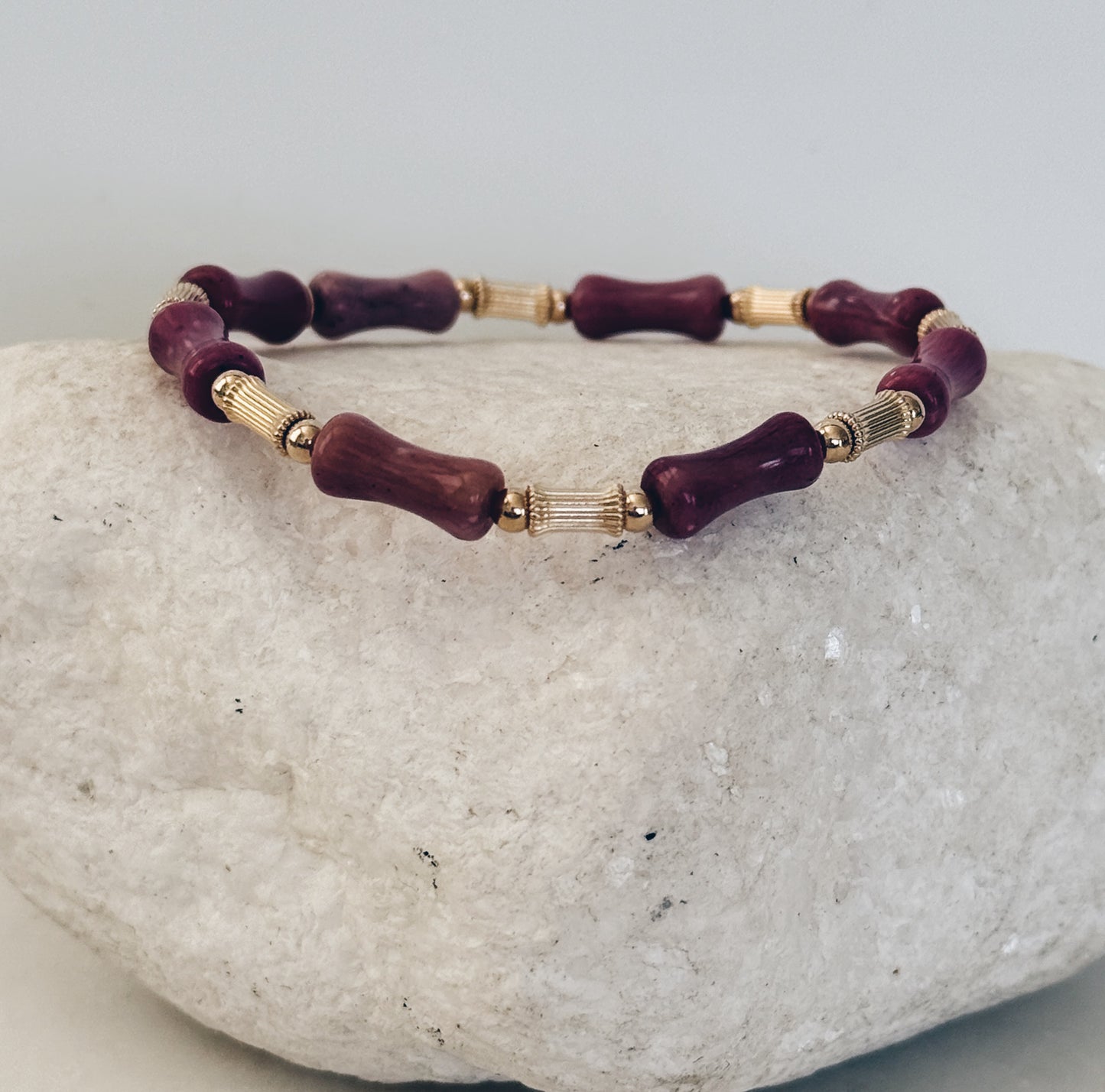 14k Gold Filled Beads & Bamboo Gemstone Bracelet + More Colors