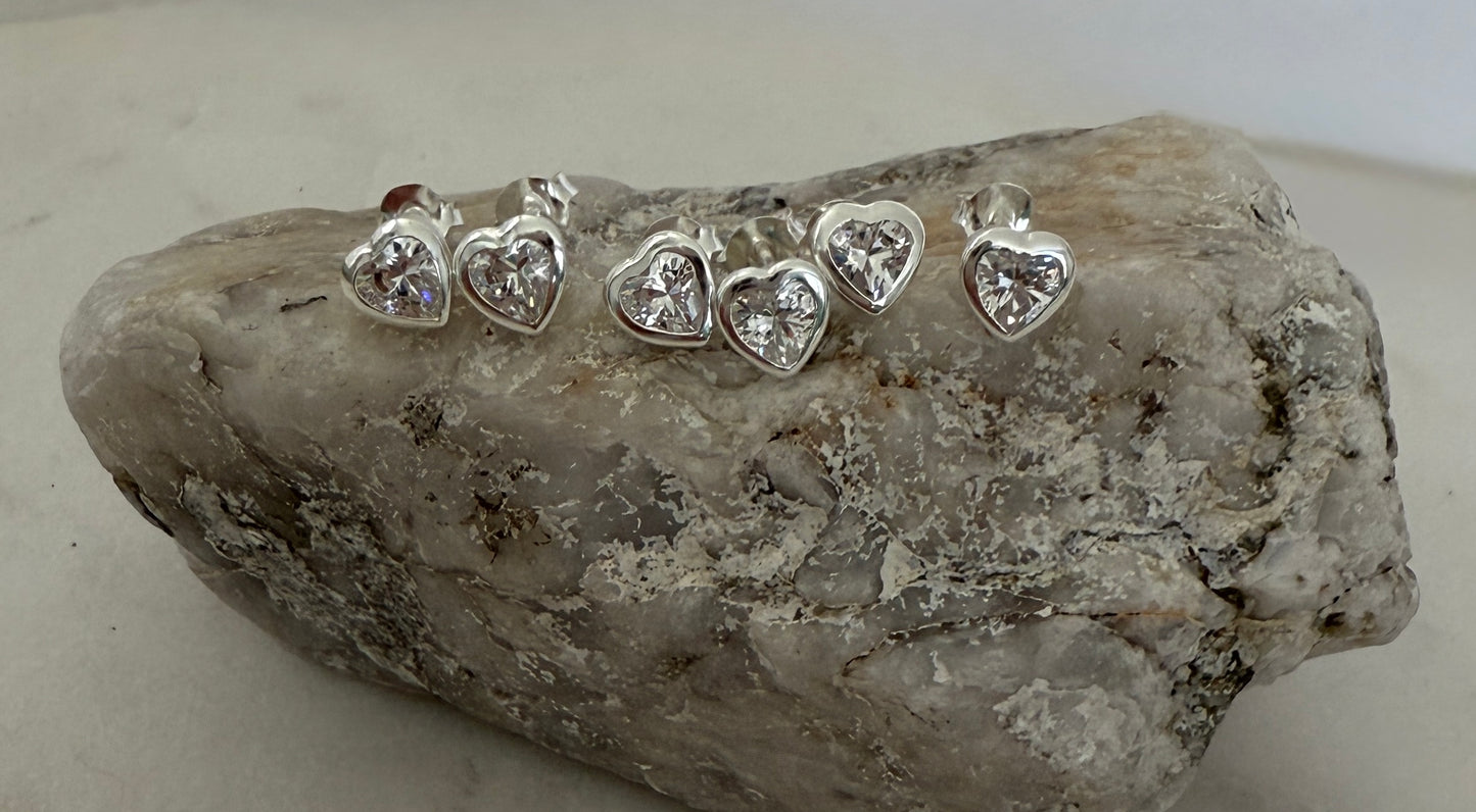 Sterling Silver Heart Stud Earrings