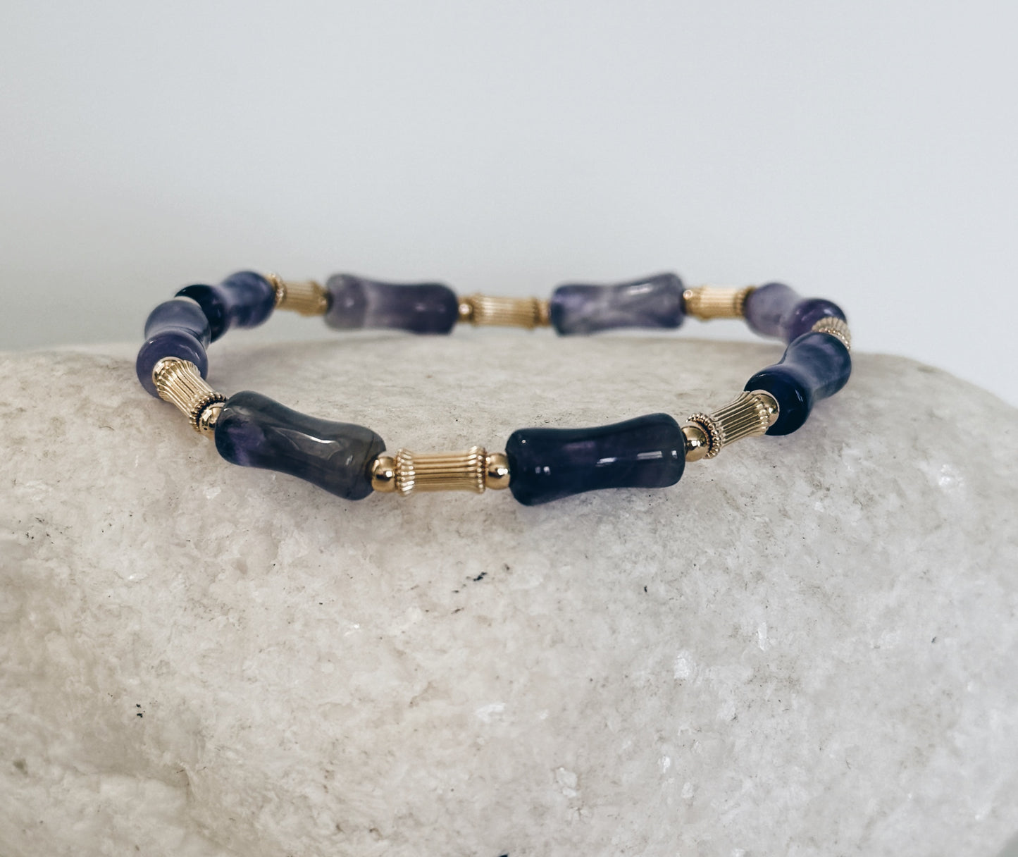 14k Gold Filled Beads & Bamboo Gemstone Bracelet + More Colors