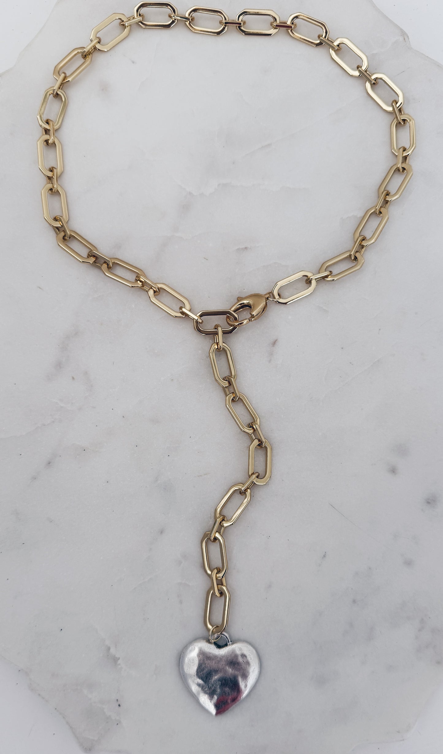 Gold Chunky Link Chain & Hammered Heart + More Options
