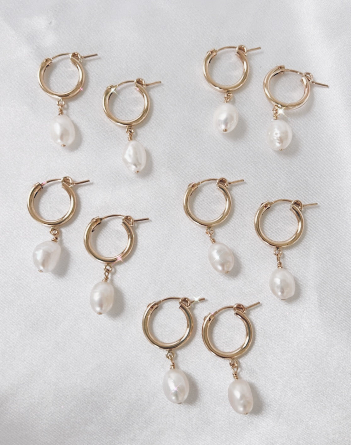 14k Gold Filled Baroque Pearl Huggie Hoops