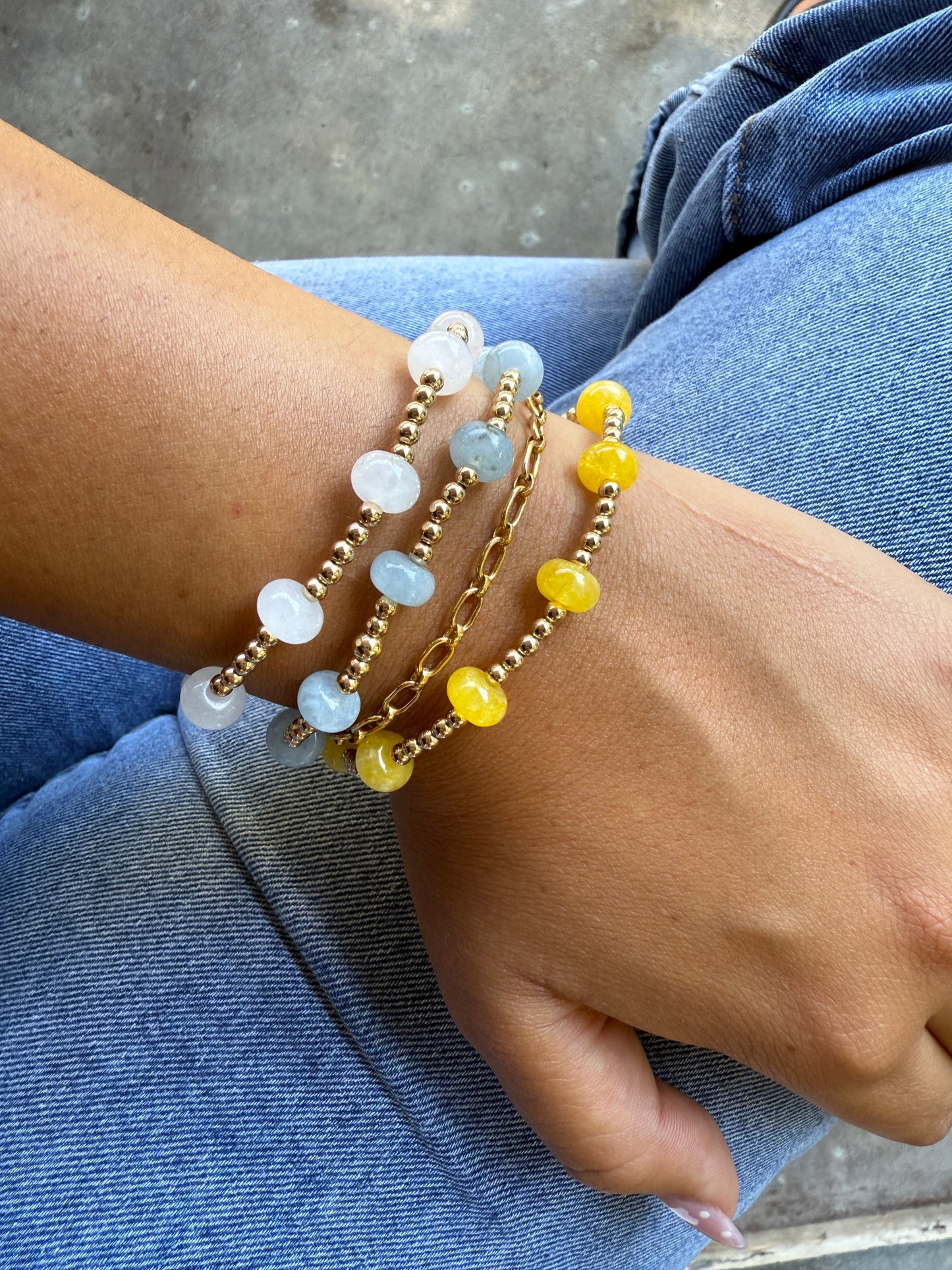 14k Gold Filled Beaded Gemstone Bracelet + More Colors
