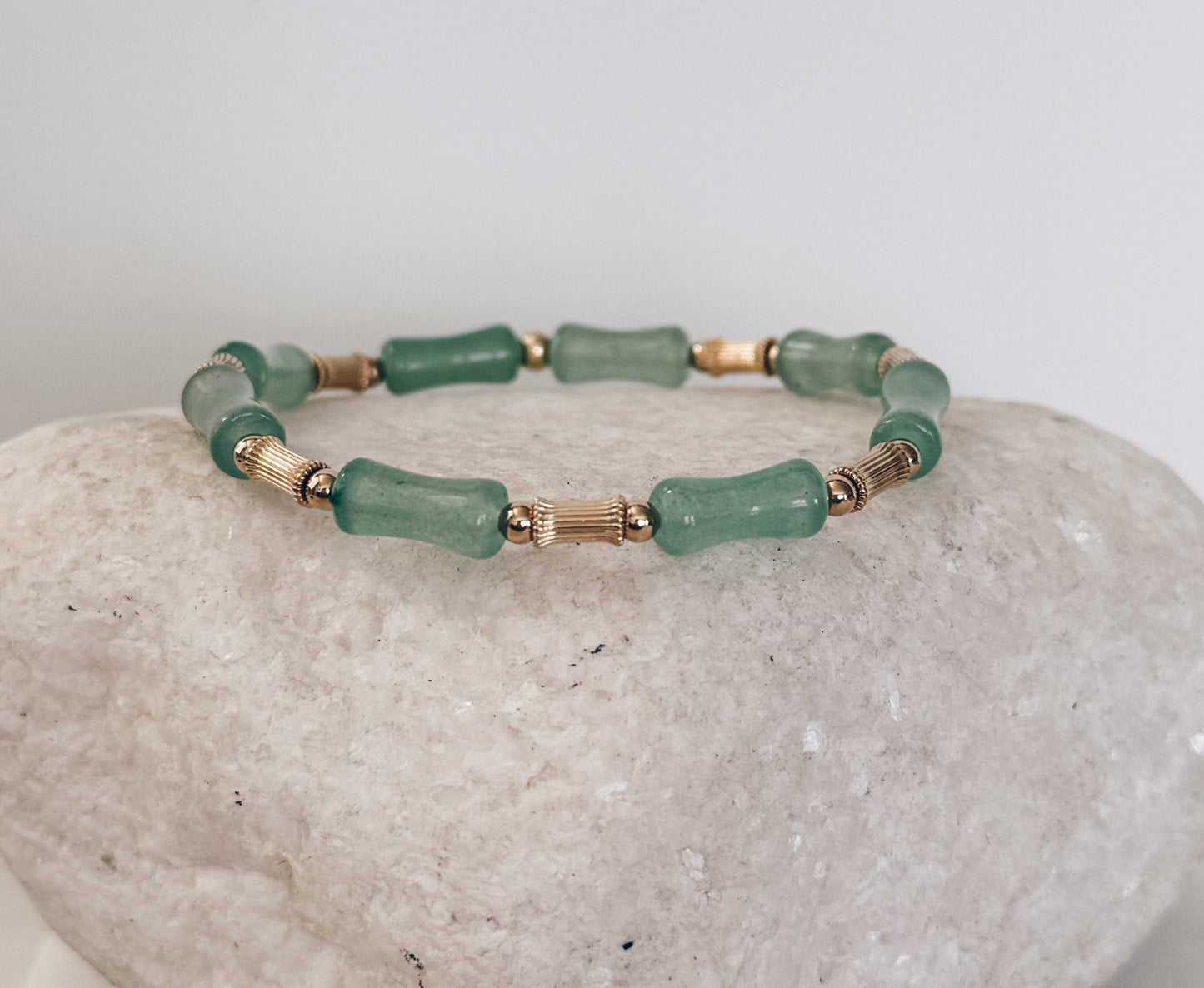14k Gold Filled Beads & Bamboo Gemstone Bracelet + More Colors