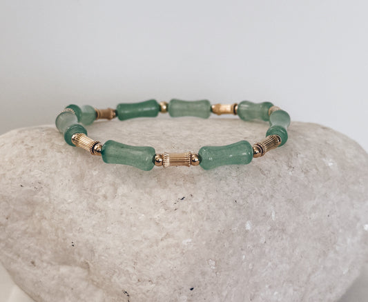 14k Gold Filled Beads & Bamboo Gemstone Bracelet + More Colors