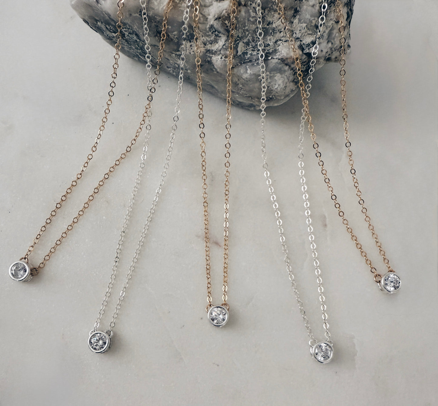 Dainty CZ Solitaire Necklace + More Options