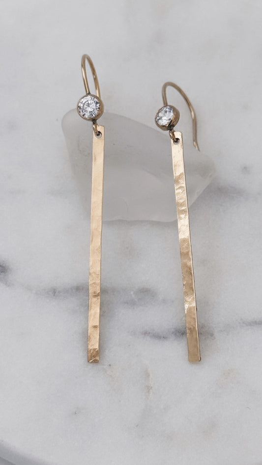14k Gold Filled CZ Stick Earrings