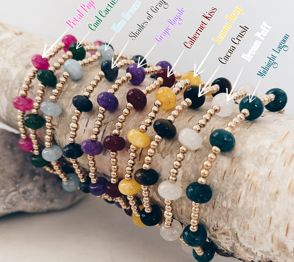 14k Gold Filled Beaded Gemstone Bracelet + More Colors