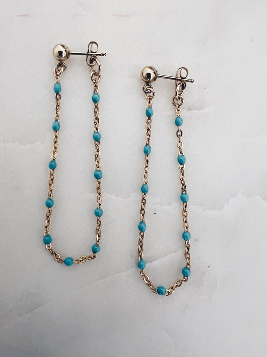 14k Gold Filled Enamel Front/Back Drop Earrings + More Sizes & Colors