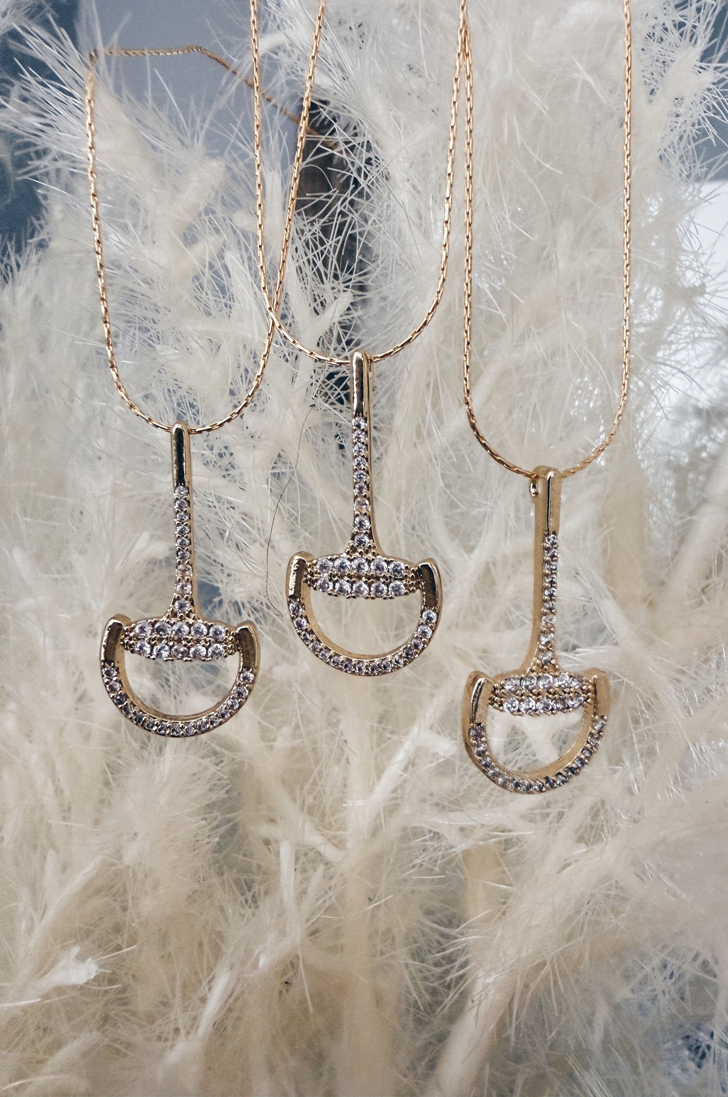 Horsebit Charm Necklace in 14K Gold Filled with Pavé CZ Pendant