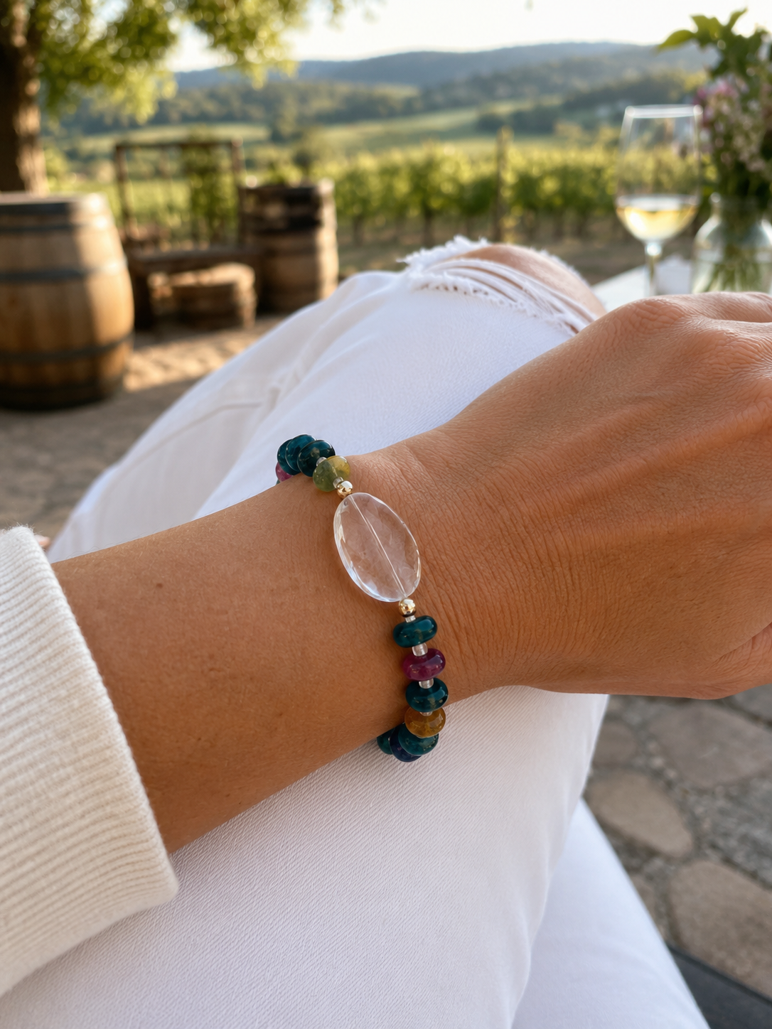 Faceted Crystal Quartz Gemstone Bracelet + More Options