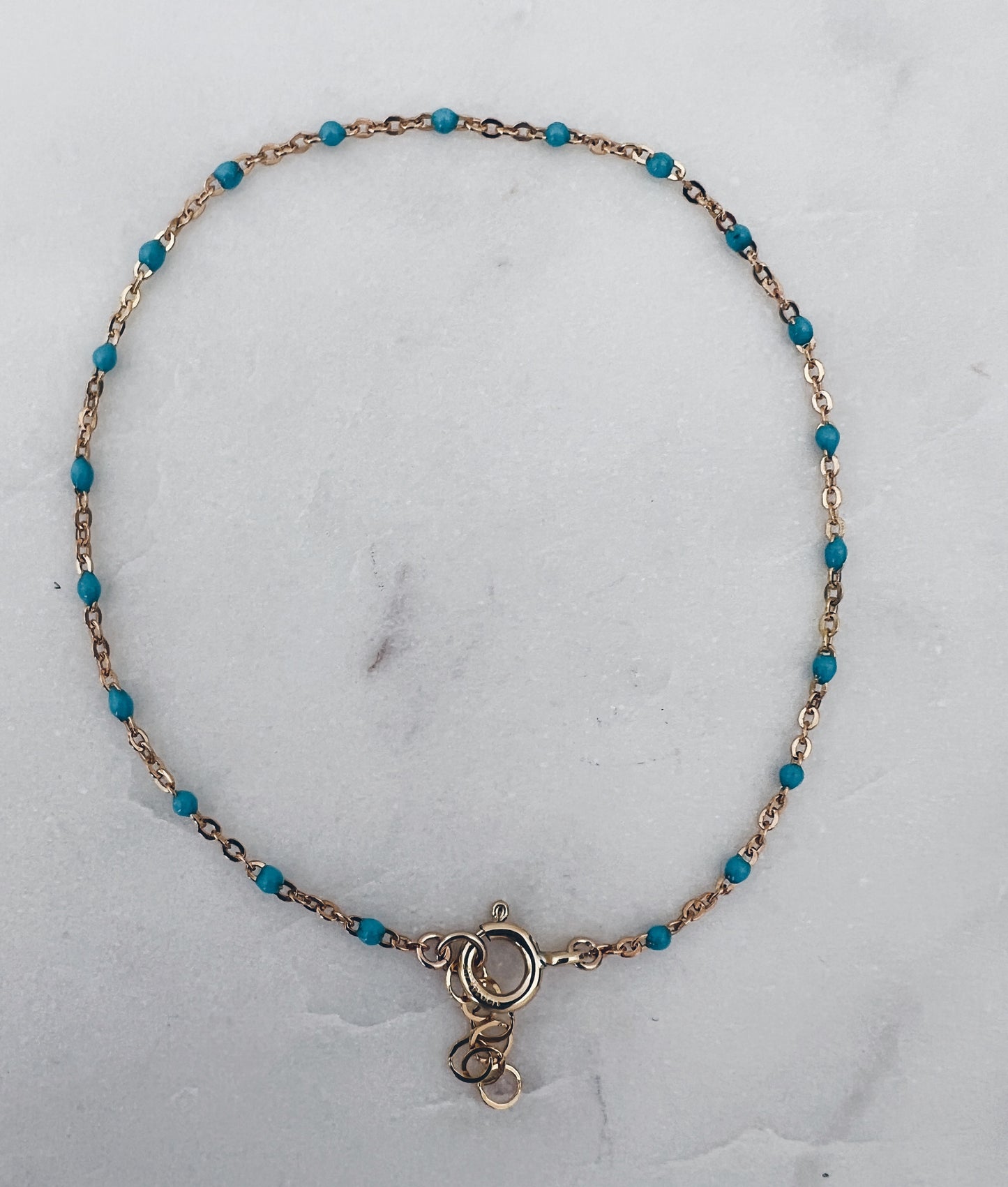 14k Gold Filled Dotted Enamel Bead Anklet + More Colors