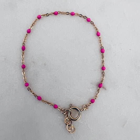 14k Gold Filled Dotted Enamel Bead Bracelet + More Colors