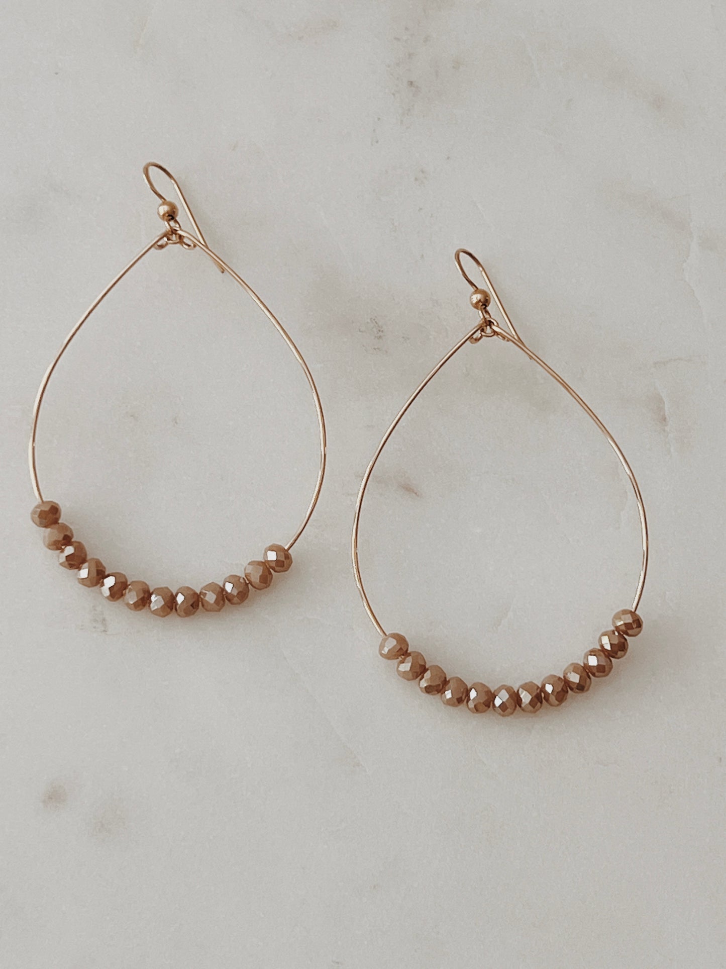 Champagne Crystal Gold Hoops