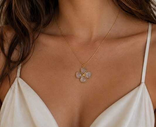 14k Gold Filled Moonstone Clover Necklace