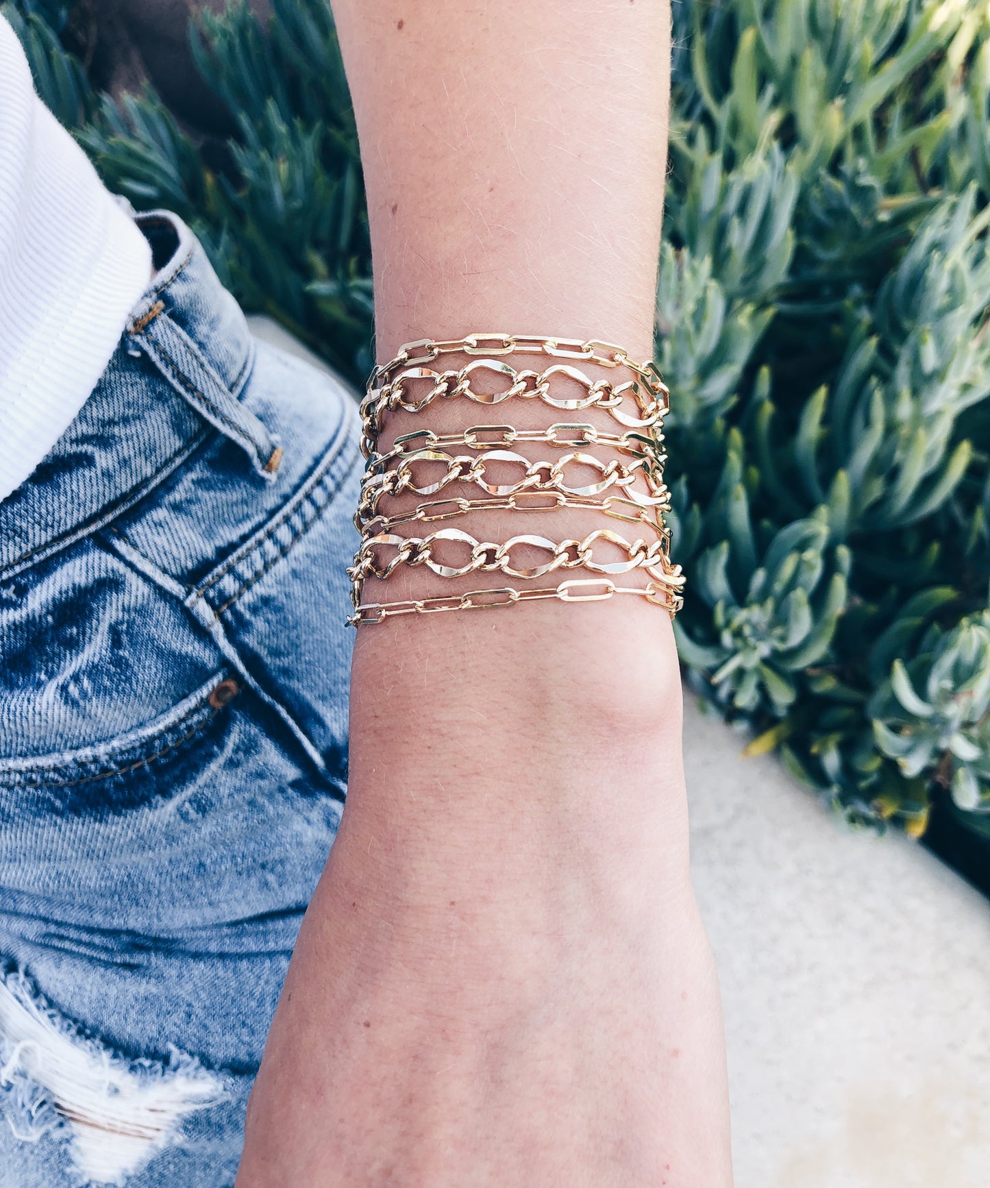 14k Gold Filled Long Link Chain Bracelet + More Options