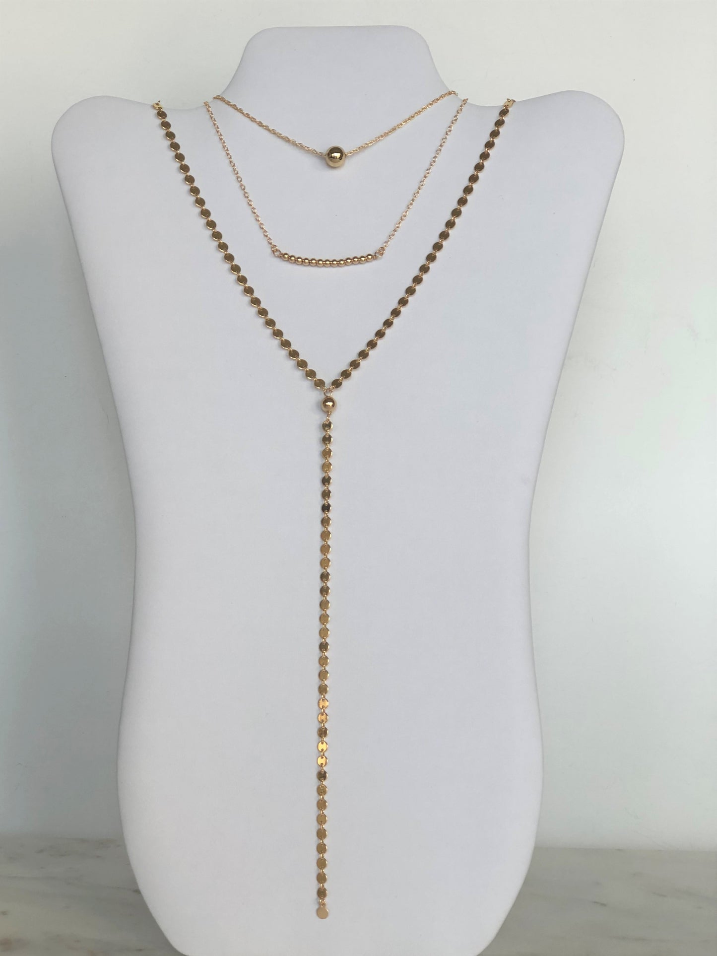 14k Gold Filled Sphere Disc Y Necklace