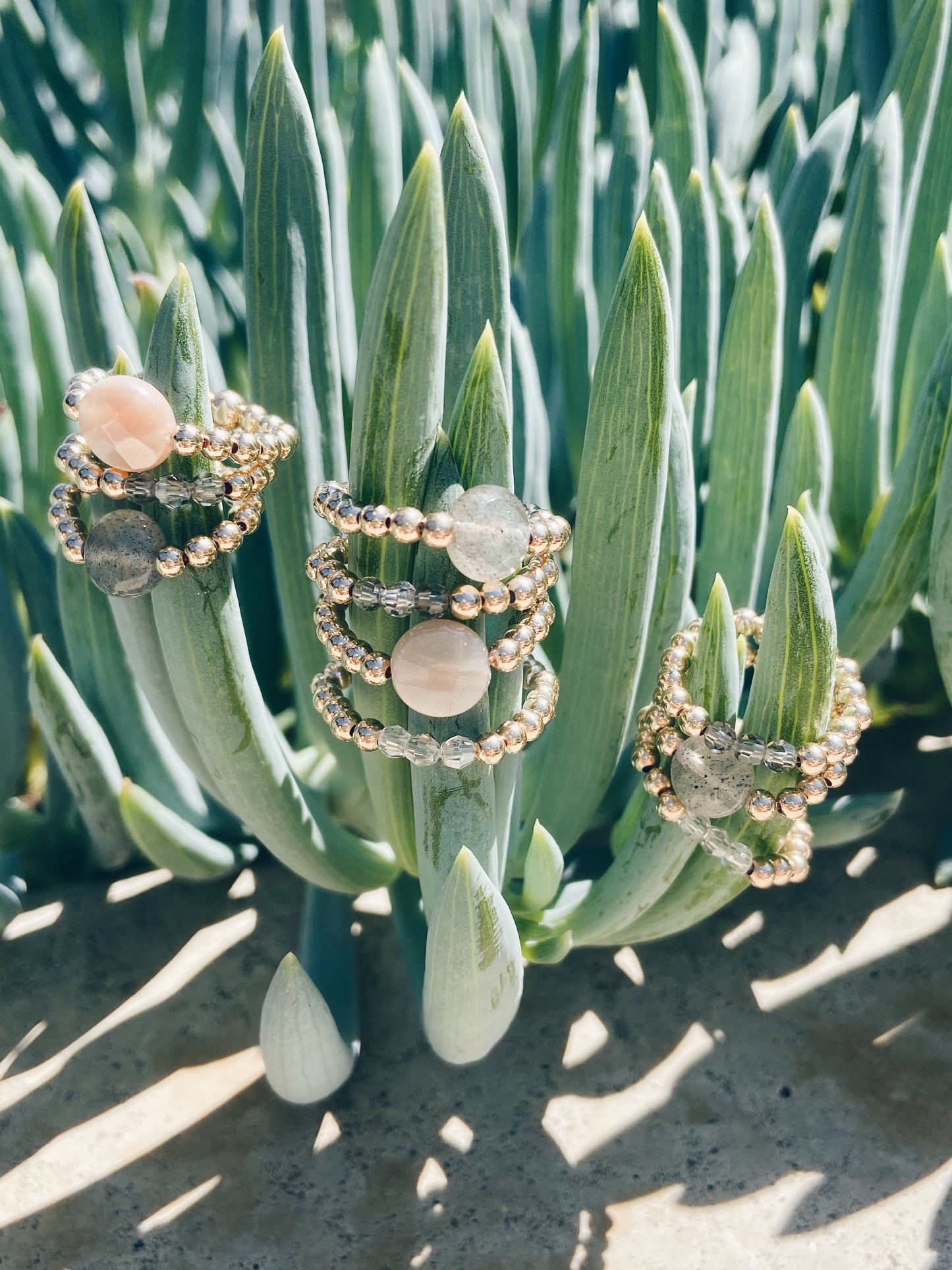 14k Gold Fill Beaded & Labradorite Coin Ring