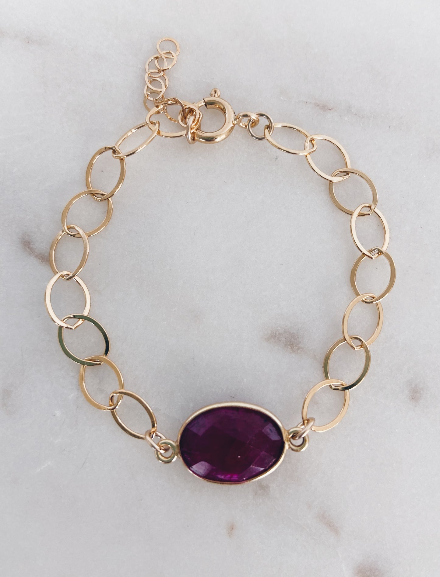 14k Gold Filled Chain & Gemstone Bracelet