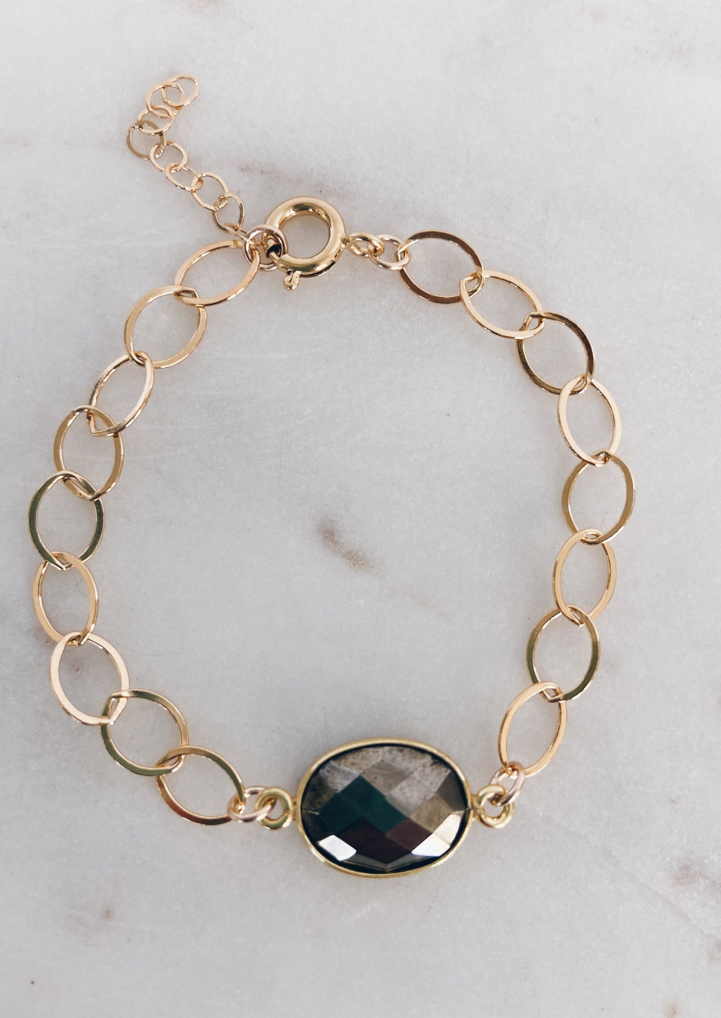 14k Gold Filled Chain & Gemstone Bracelet