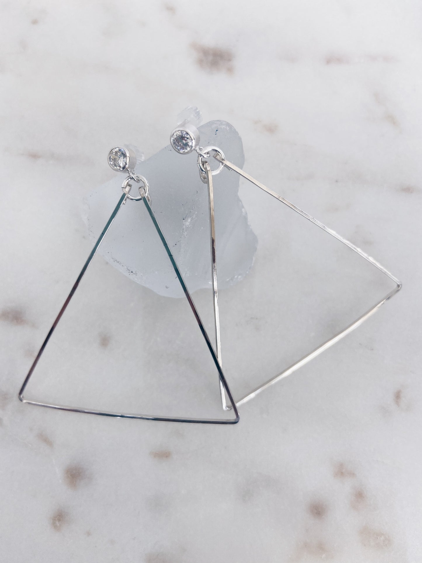 CZ Triangle Hoops