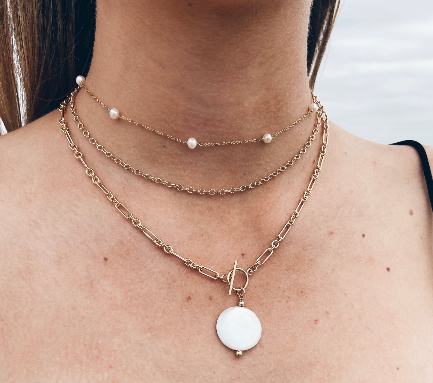 14k Gold Filled Chain & Pearl Necklace