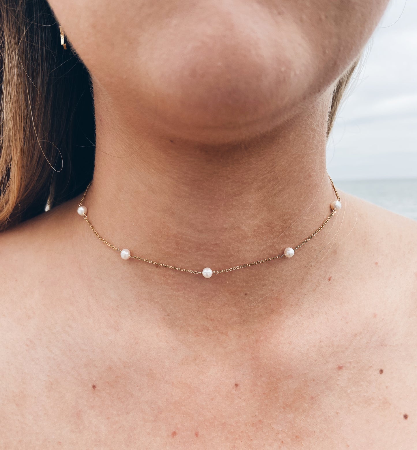 14k Gold Filled Chain & Pearl Necklace