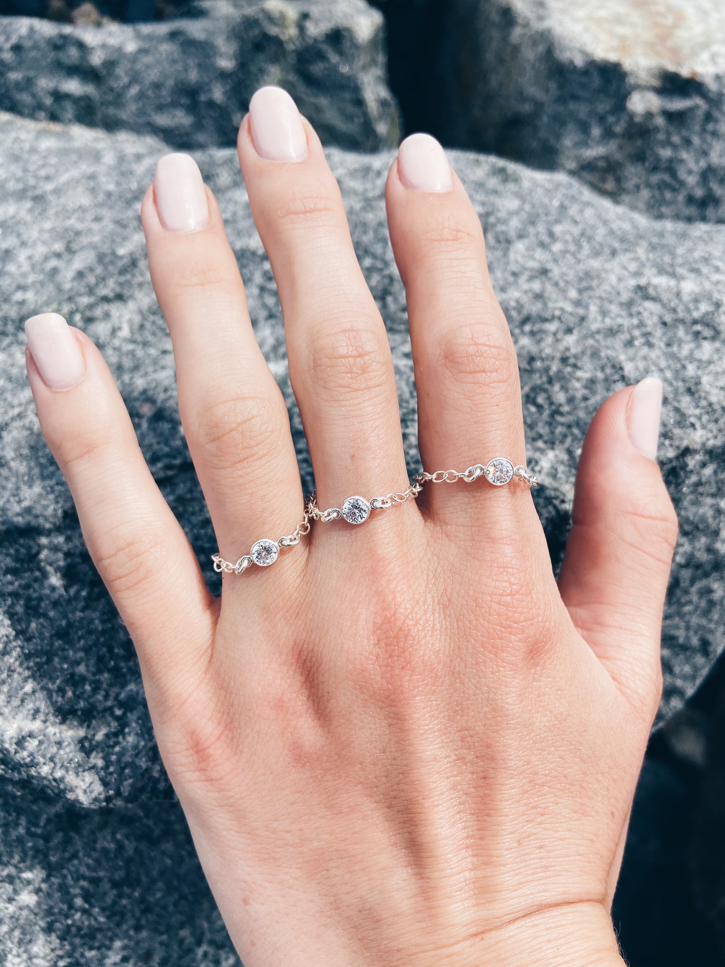 Sterling Silver Chain & CZ Ring