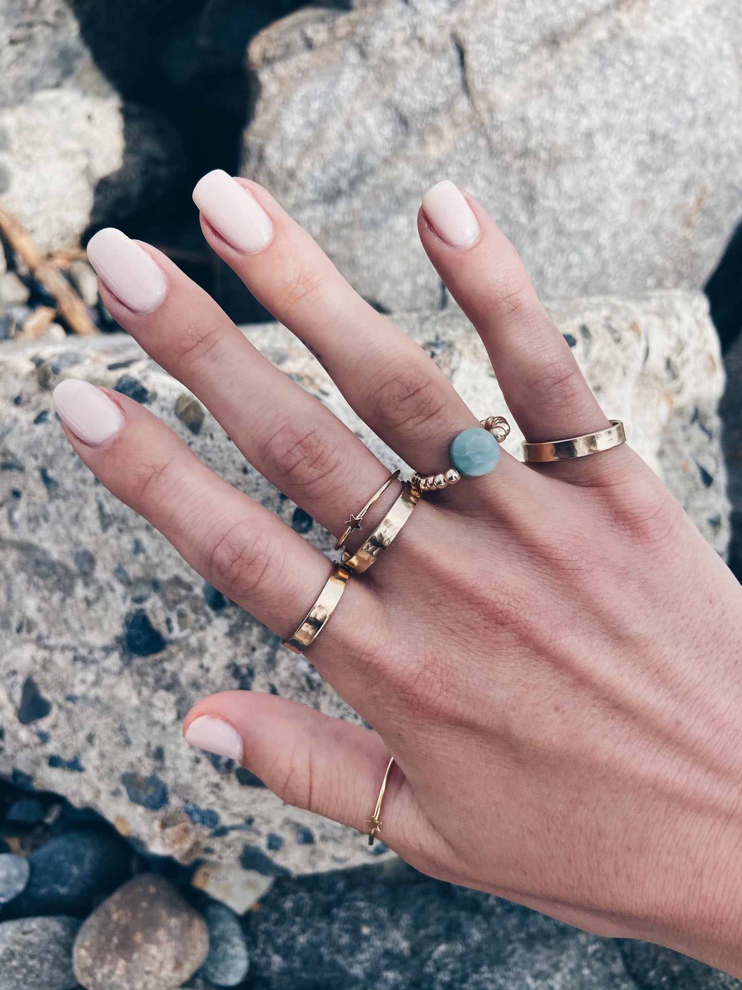 Beaded Amazonite Coin Ring