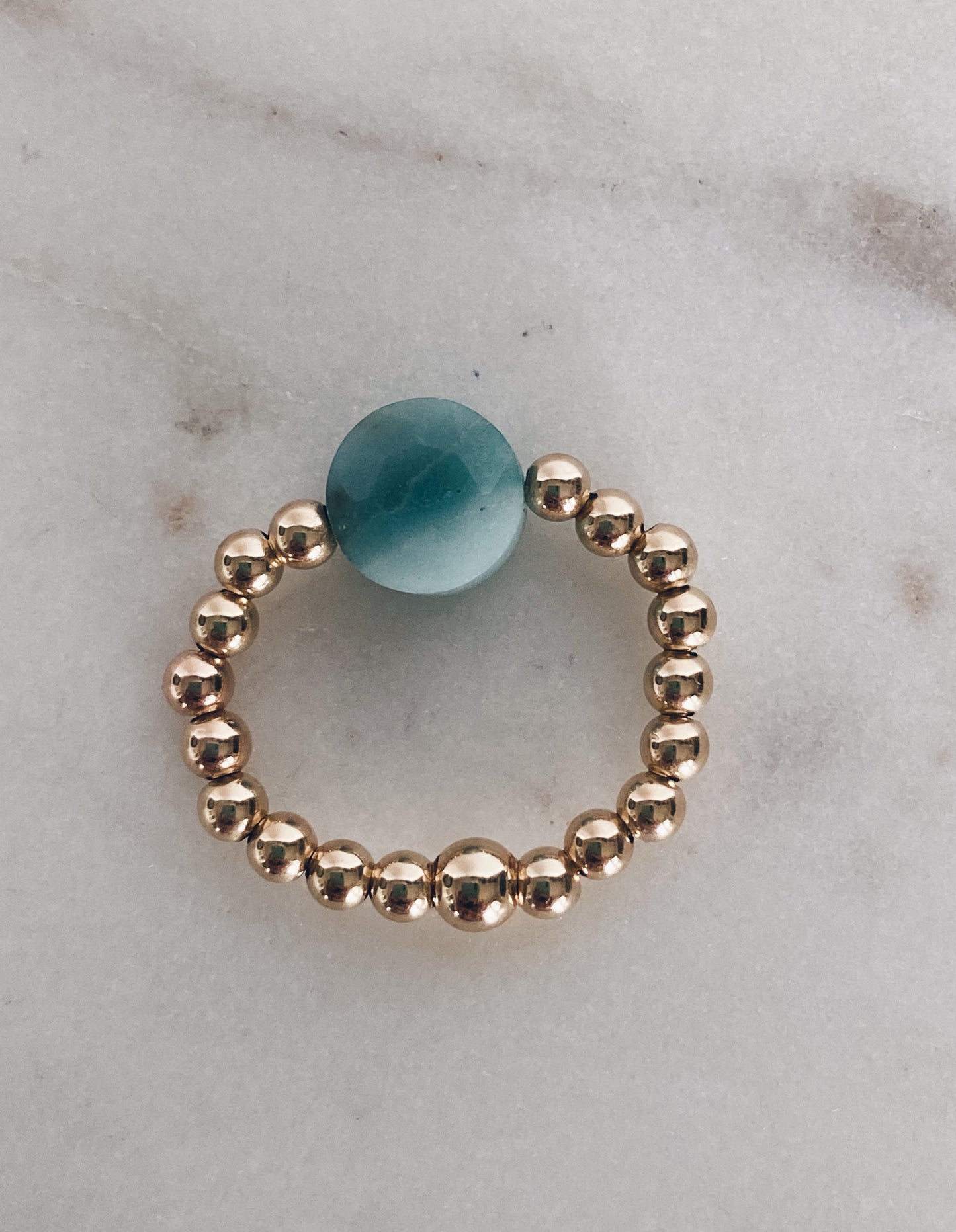 Beaded Amazonite Coin Ring
