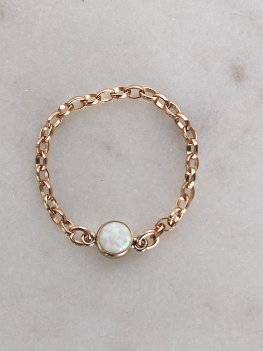 14k Gold Fill Chain & Opal Ring