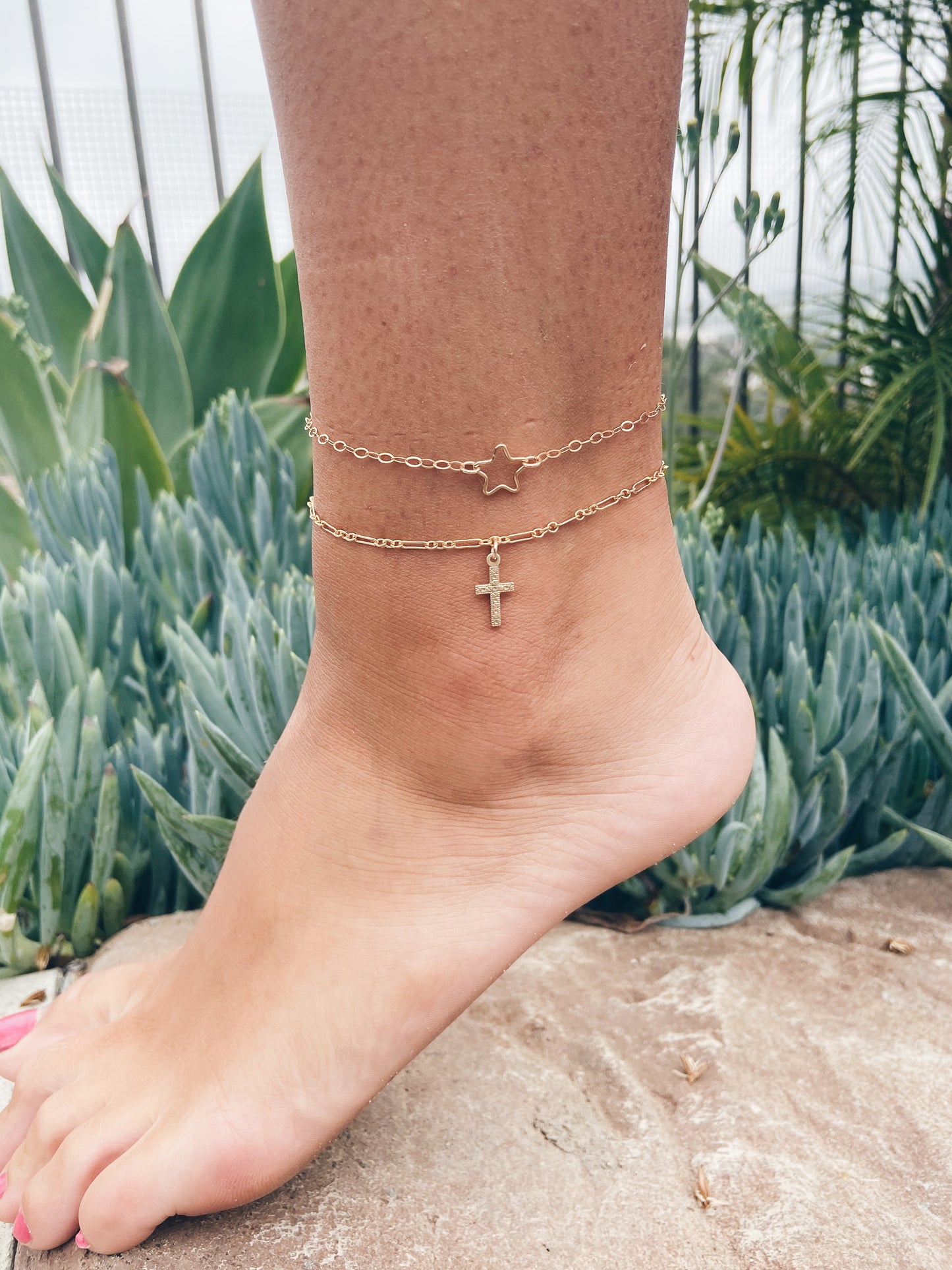 14k Gold Filled Star Anklet