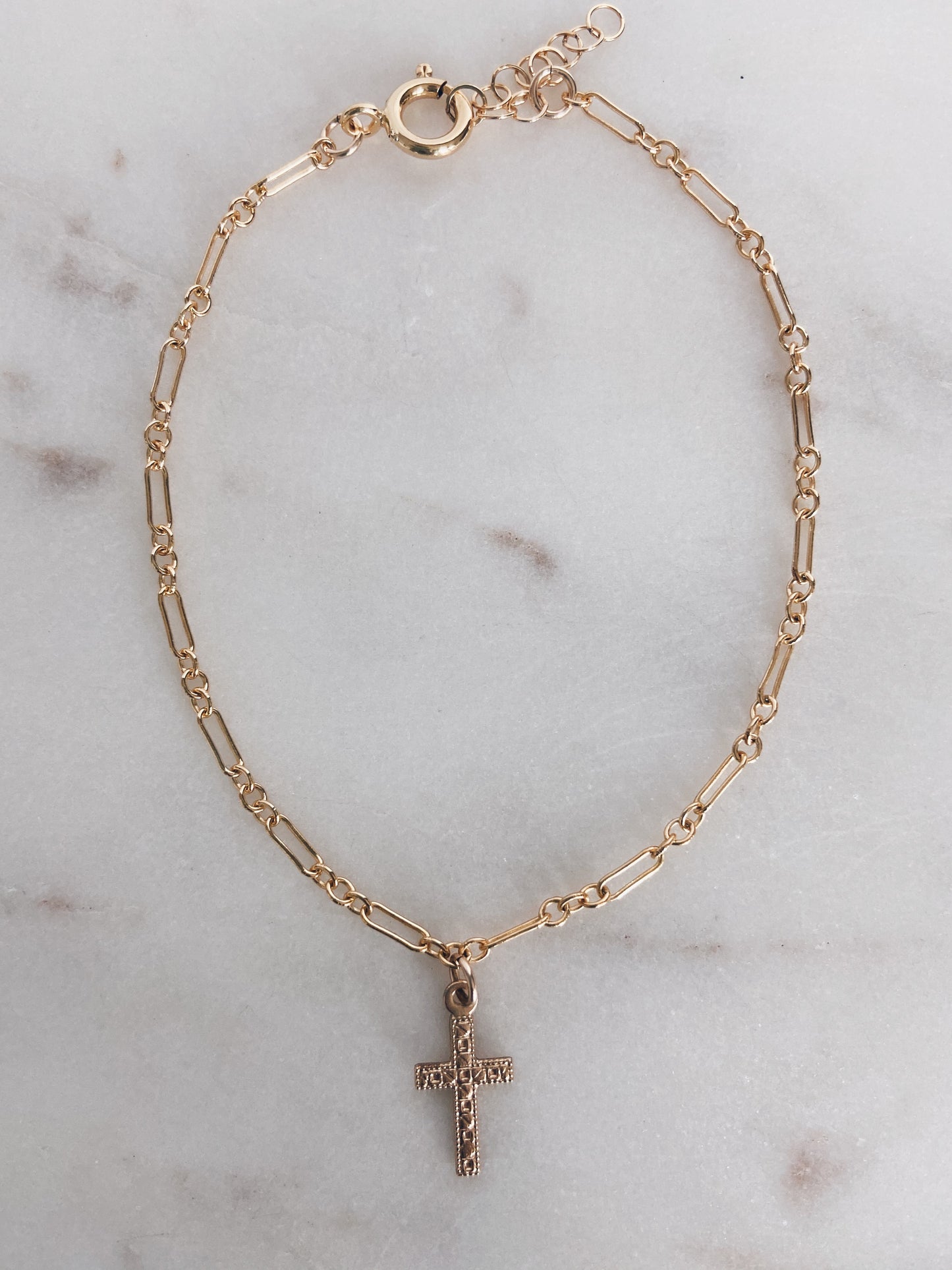 14k Gold Filled Cross Anklet