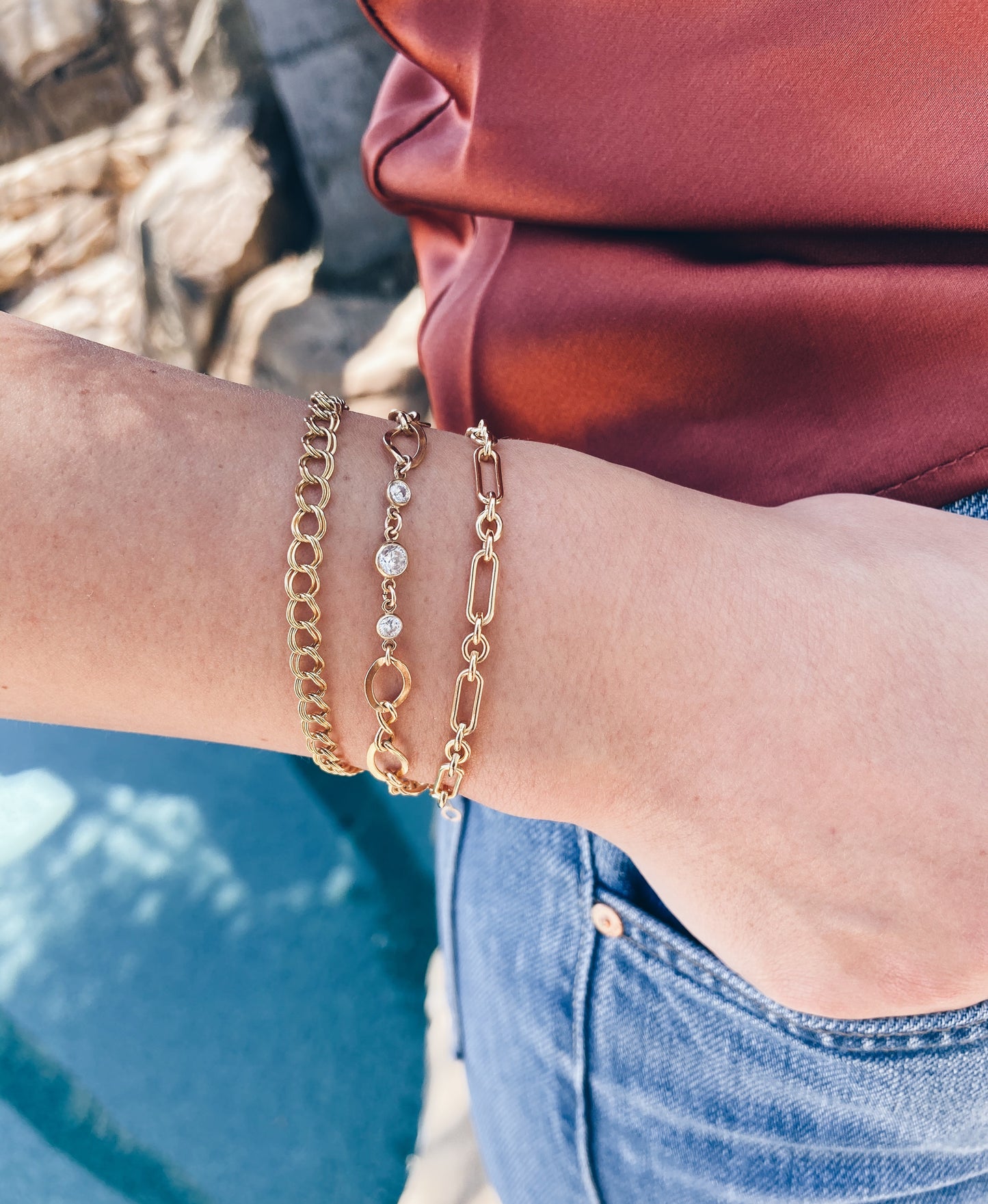 14k Gold Filled Double Curb Chain Bracelet