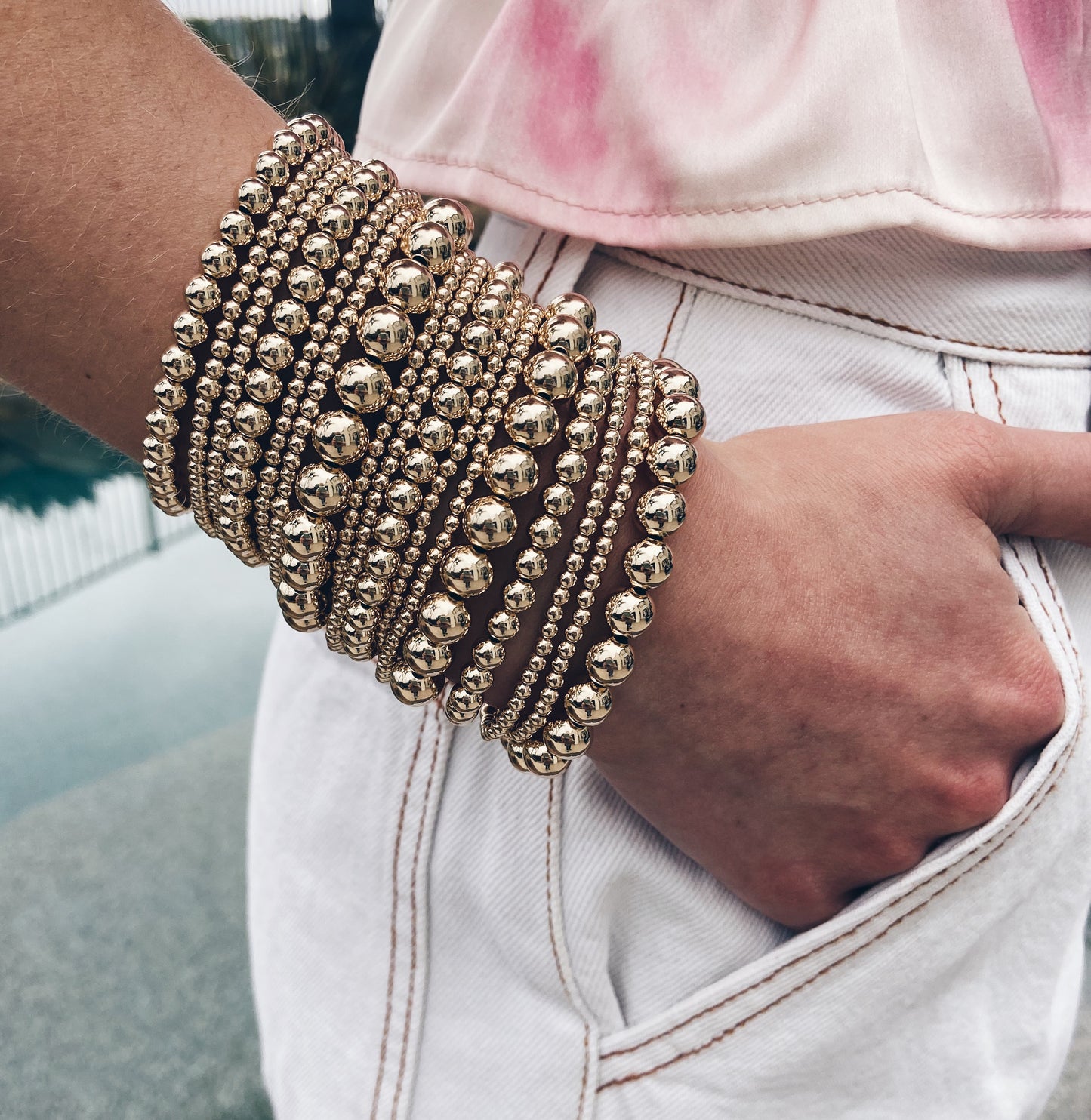 14k Gold Filled Beaded Bracelet - 3mm