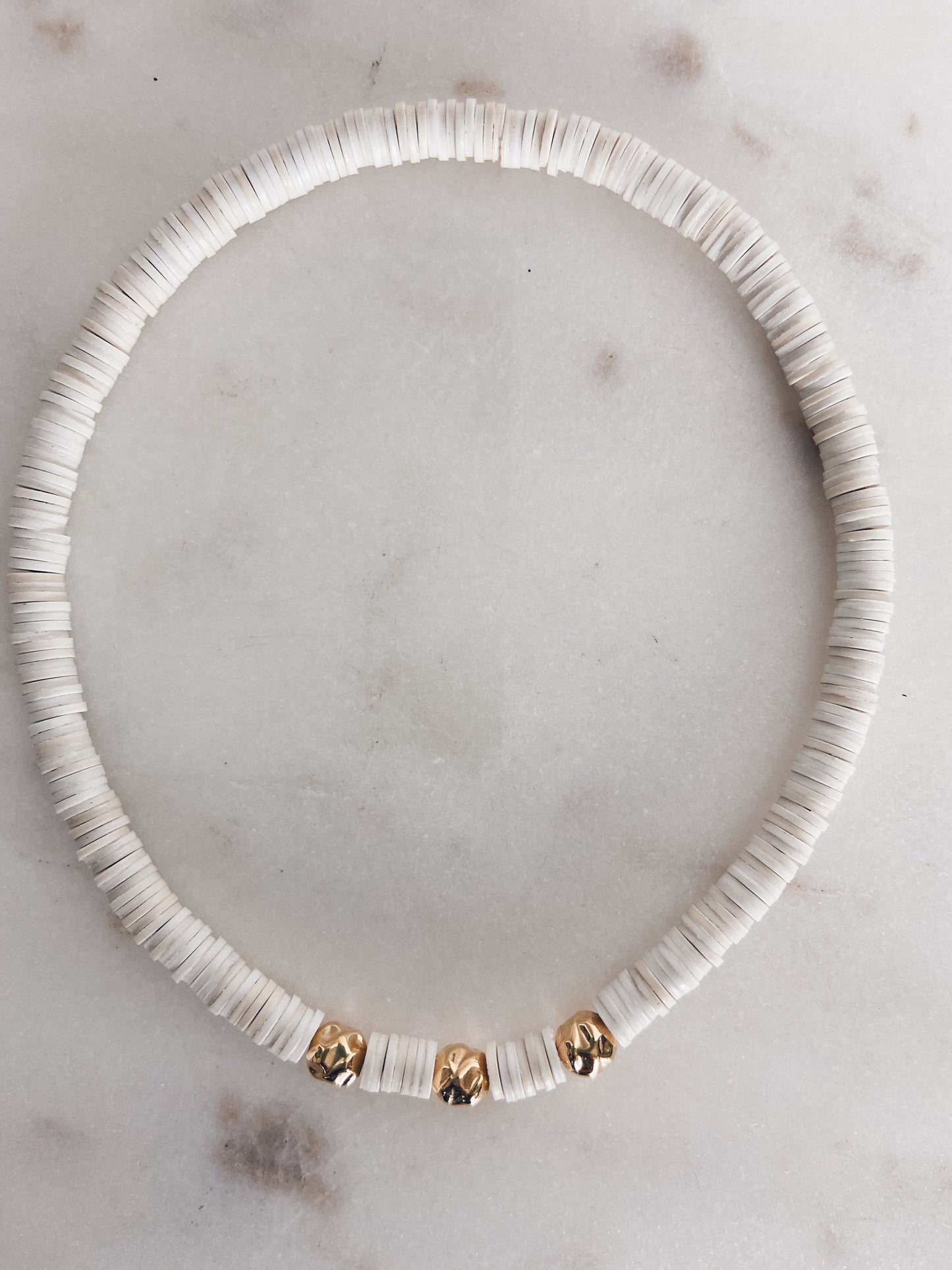 Hammered Beads and Vinyl Disc Anklet