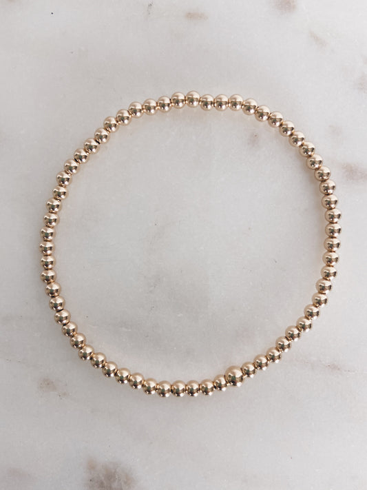 14k Gold Filled Beaded Bracelet - 3mm