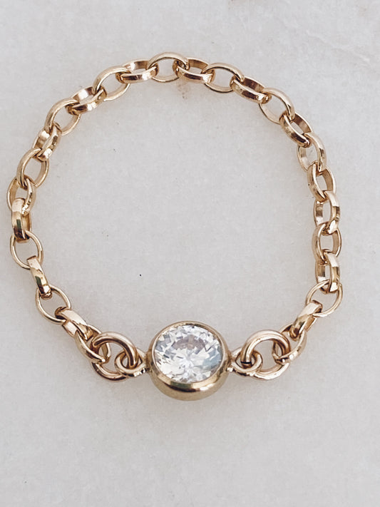 14k Gold Fill Chain & CZ Ring