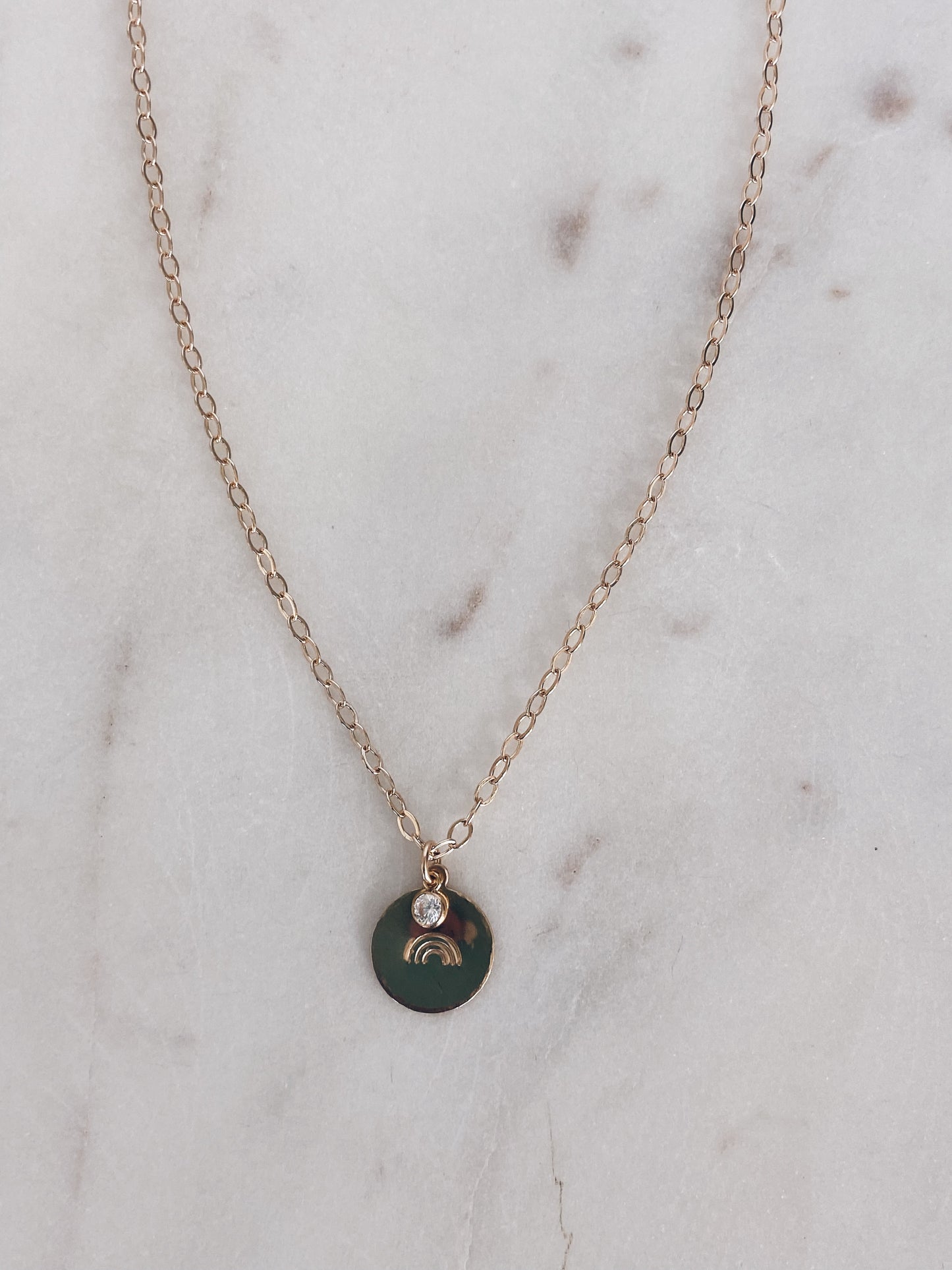14k Gold Filled Rainbow & CZ Necklace