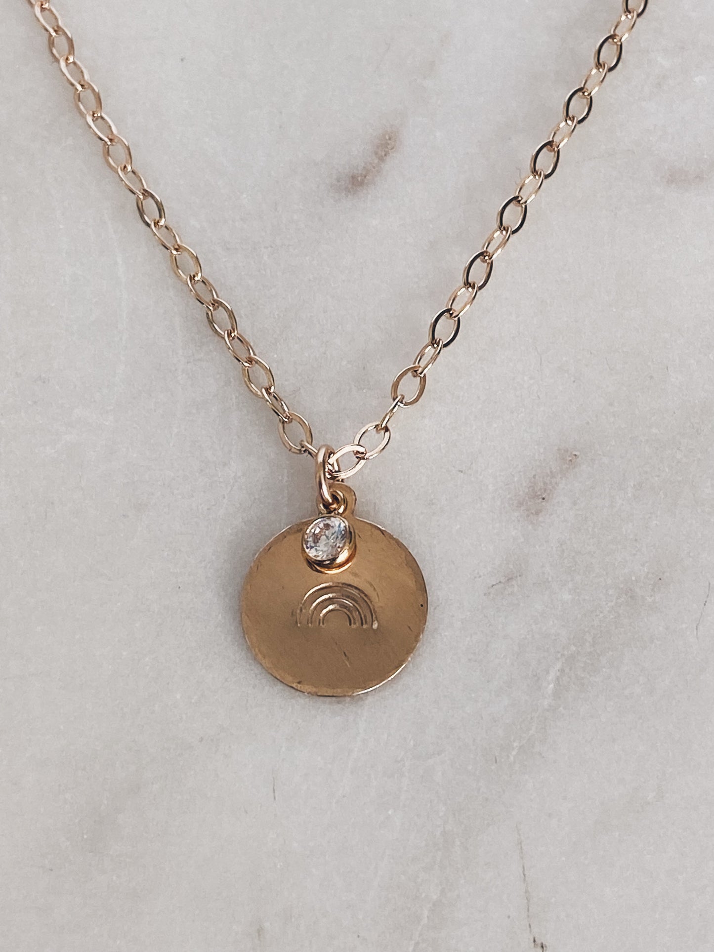 14k Gold Filled Rainbow & CZ Necklace