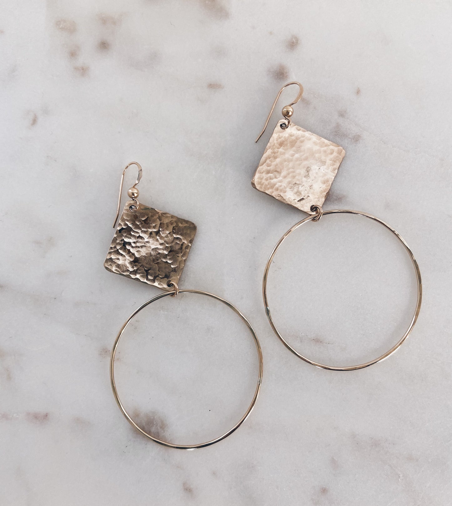 Hammered Rhombus Hoop Earrings