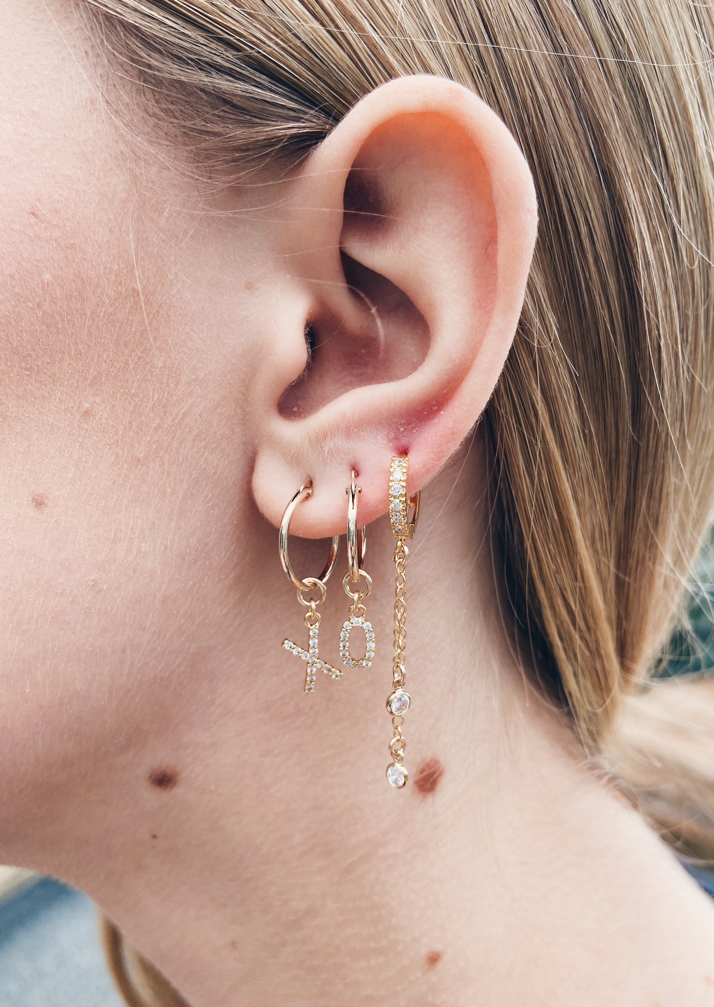 Gold CZ Huggie Hoops & CZ Drops