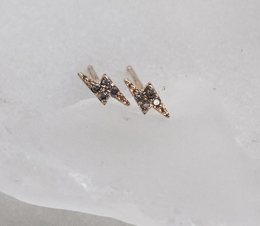 14k Gold Lightning Diamond Stud Earrings