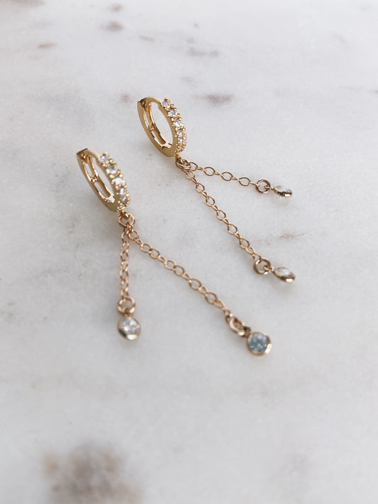 Gold CZ Huggie Hoops & CZ Drops