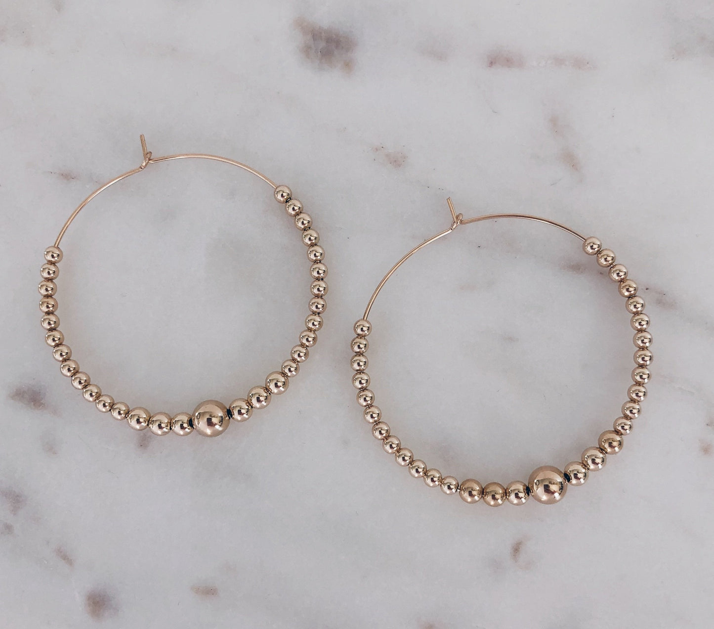14k Gold Filled Beaded Hoops