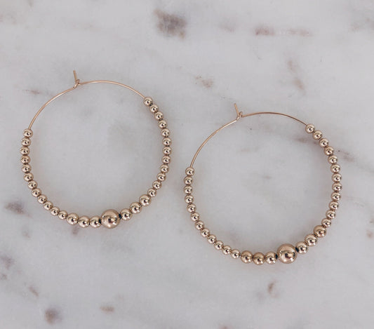 14k Gold Filled Beaded Hoops